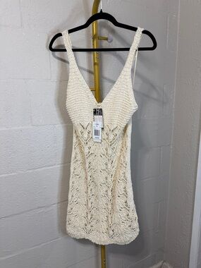l*space Cream Crochet Cover-Up Tank